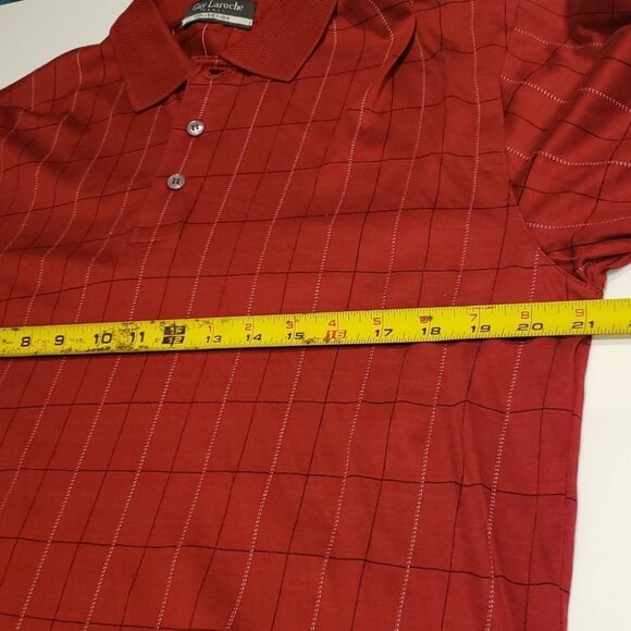 GUY Laroche Paris Collection Polo Shirt Men's Medium Cranberry Red Long  S - Picture 6 of 7